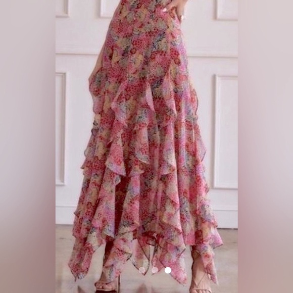 NWT 12th Tribe Sleeveless Lila Waterfall Ruffle Maxi Dress in Multi Floral ZB2 - Picture 5 of 12